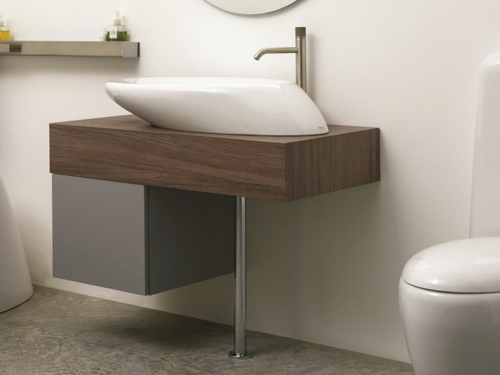 CONFORT - Floor-standing single wooden vanity unit with drawers _ GSG Ceramic Design